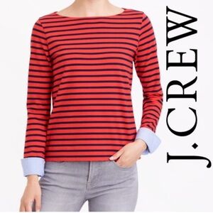 J.Crew Orange and navy striped shirt